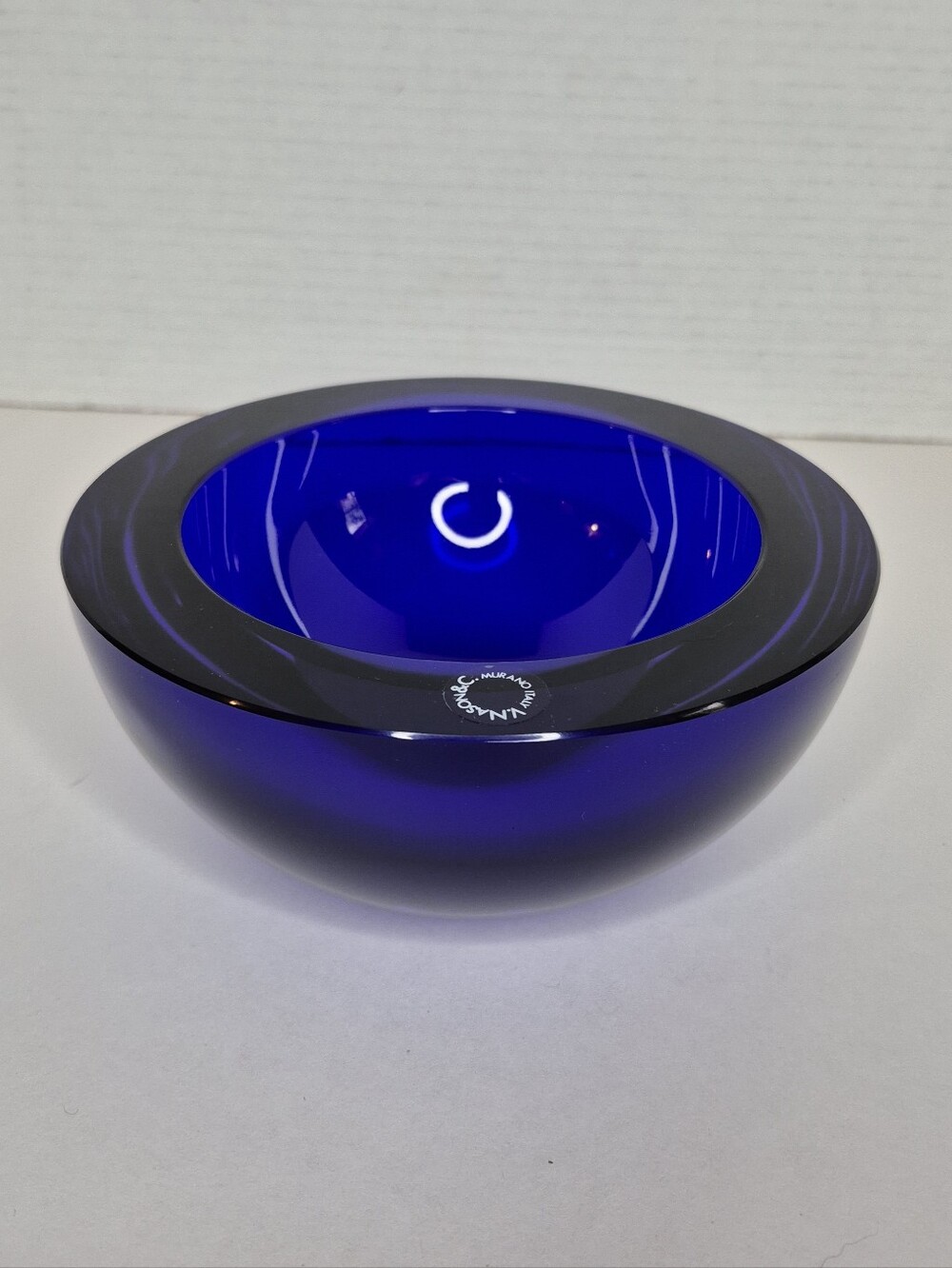 Vintage V Nason Murano Solid Cobalt Glass Bowl Double Signed Mint RARE